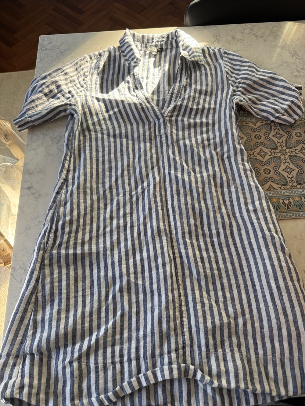 J. Crew Blue and White Striped Linen dress
